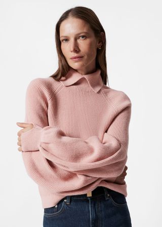 Collared Puff-Sleeve Jumper