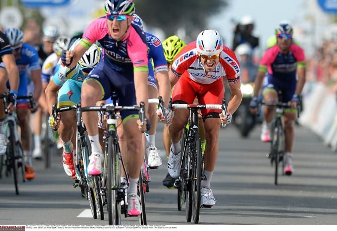 Sacha Modolo (Lampre-Merida) won the stage over Arnaud Demare and Alexander Kristoff