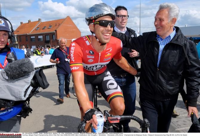 Jens Debusschere (Lotto Belisol) after winning the Belgian nationals