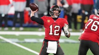 Tom Brady (12) of the Tampa Bay Buccaneers during a Monday Night Football game