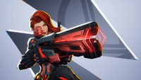 Black Widow aiming sniper rifle