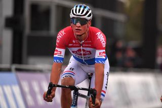 OUDENAARDE BELGIUM OCTOBER 18 Arrival Mathieu Van Der Poel of The Netherlands and Team AlpecinFenix Celebration during the 104th Tour of Flanders 2020 Ronde van Vlaanderen Men Elite a 2433km race from Antwerpen to Oudenaarde RVV20 FlandersClassic on October 18 2020 in Oudenaarde Belgium Photo by Luc ClaessenGetty Images