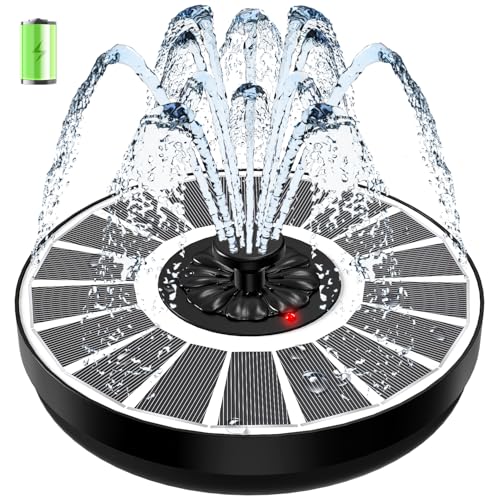 Solar Water Fountain Works in Cloudy Weather,solar Fountain for Bird Bath 3.5w Faster Conversion Glass Solar Panel,power Indicator Replaceable Nozzles,built-In 2000mah Battery(white Panel)