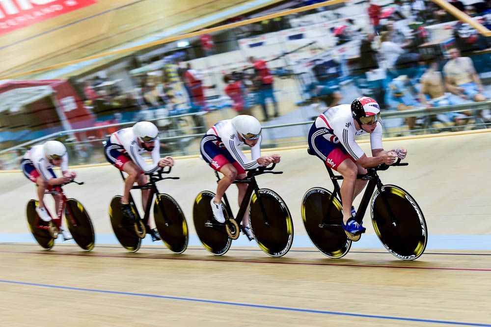 The men's team pursuit squad followed up their qualifying time with another quickest time