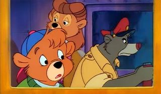 Baloo, Rebecca and Kit flying in Talespin