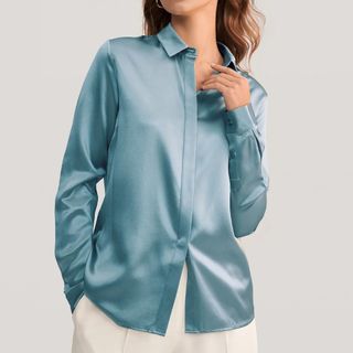 LilySilk Basic Concealed Placket women Silk Shirt