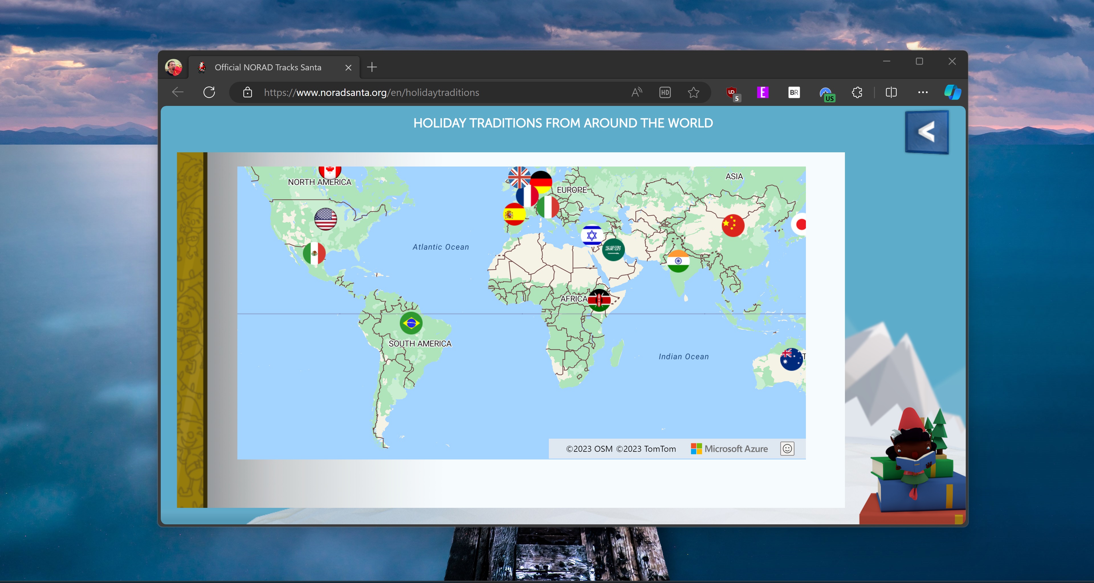 Azure unterstützt eine interaktive Karte, die Menschen auf der ganzen Welt über Weihnachten informiert.