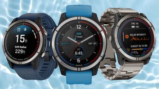 Three Garmin Quatix 7 watches with different strap designs