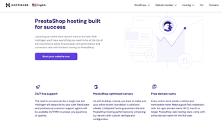 A website screenshot of Hostinger PrestaShop Hosting
