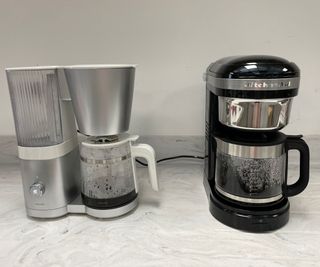 KitchenAid Drip Coffee Maker next to the Zwilling Enfinigy drip coffee maker