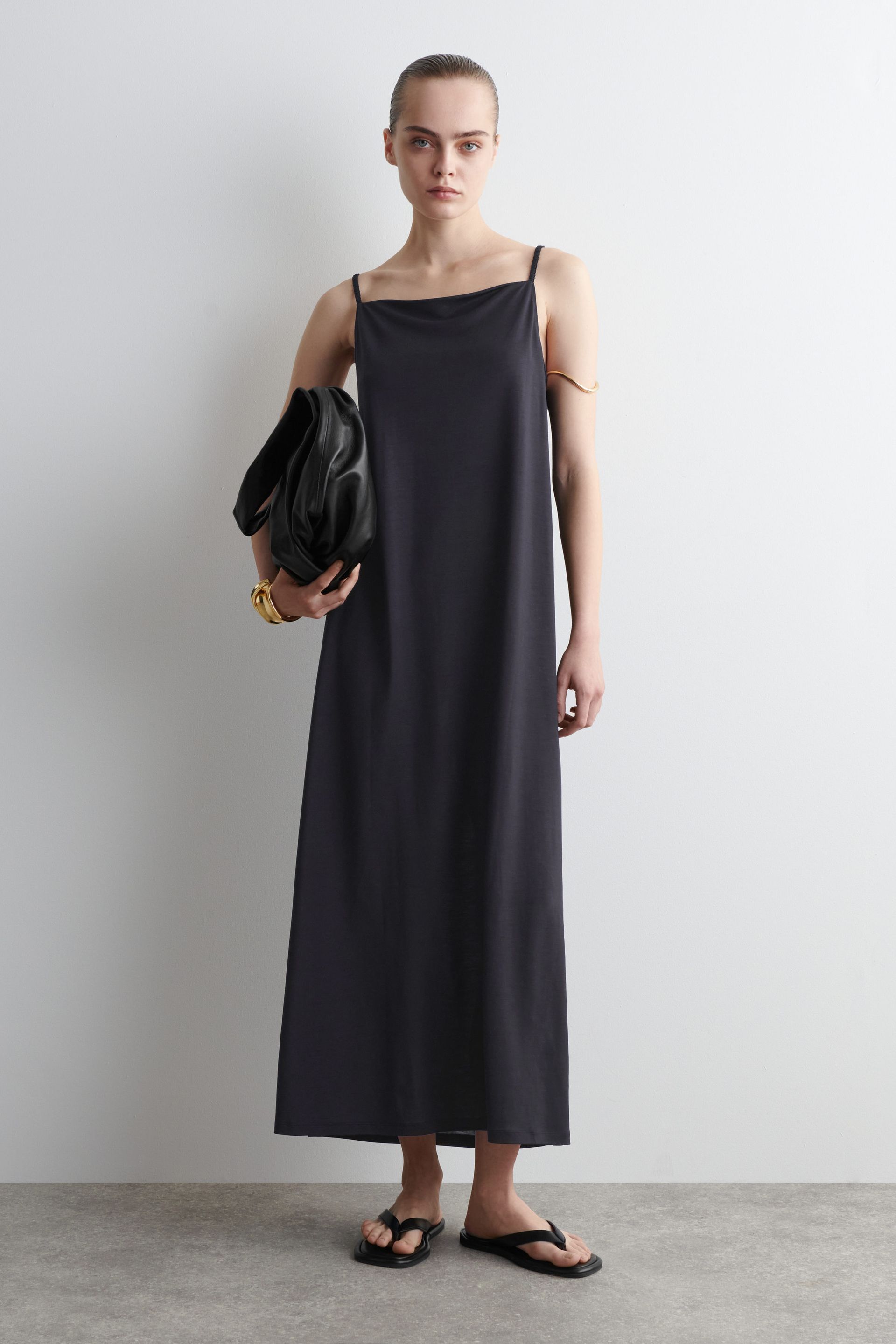 Square-Neck Strappy Jersey Dress