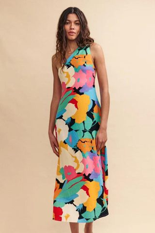 Nobody's Child Floral Abstract One Shoulder Corine Midi Dress