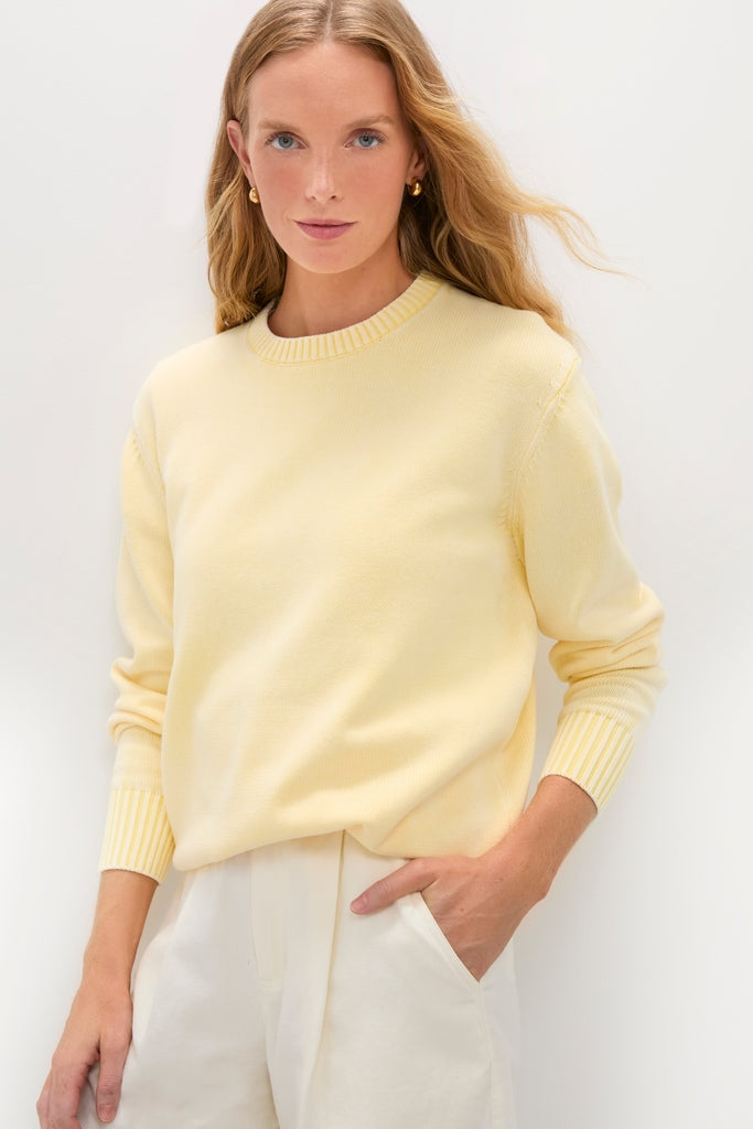 Pale Yellow Stone Washed Cotton Anne Crewneck