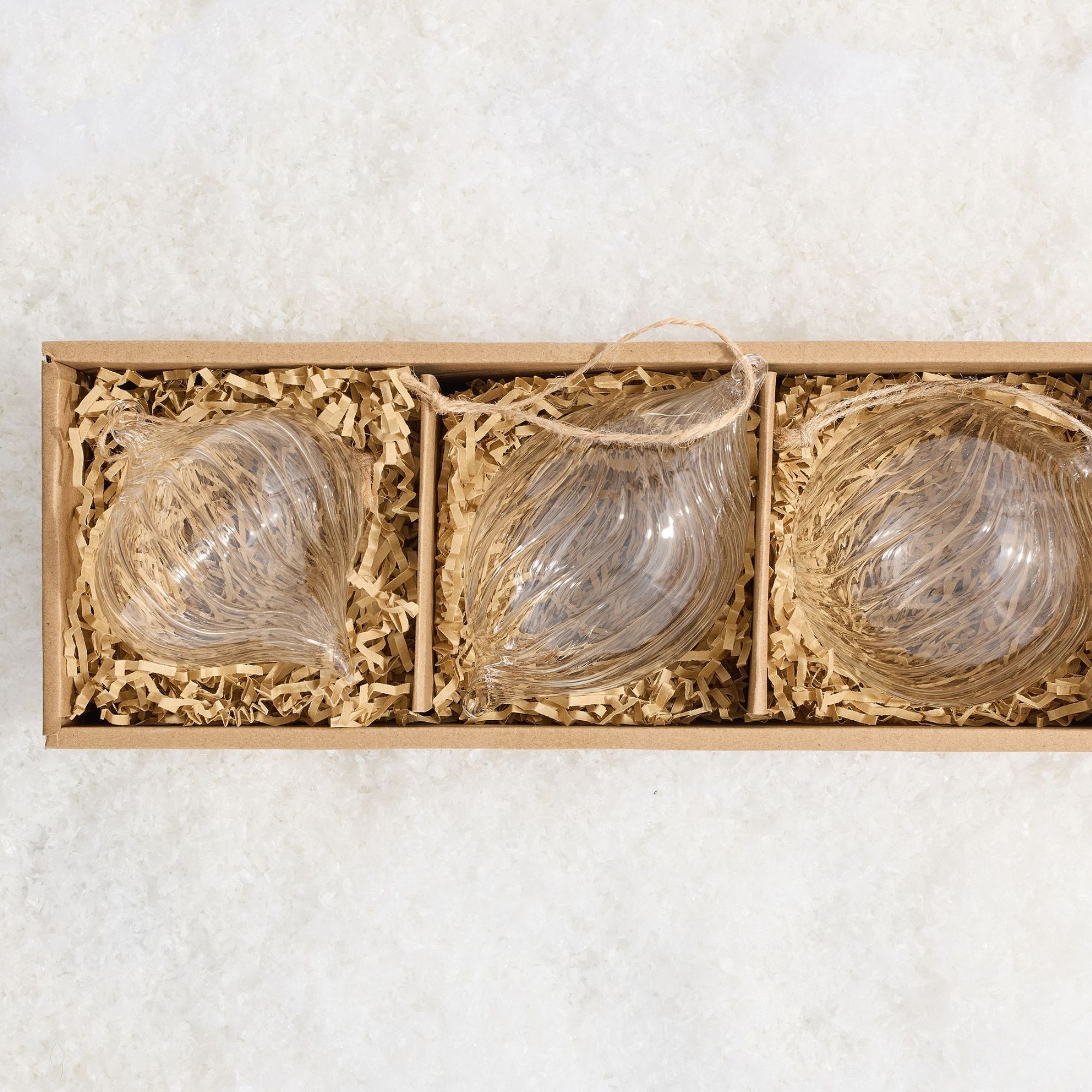 clear ornaments from pottery barn