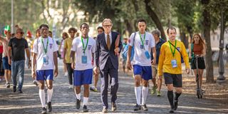 The Beautiful Game on Netflix features Bill Nighy playing England football coach Mal who takes a homeless team to Rome.