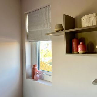 window with striped blind
