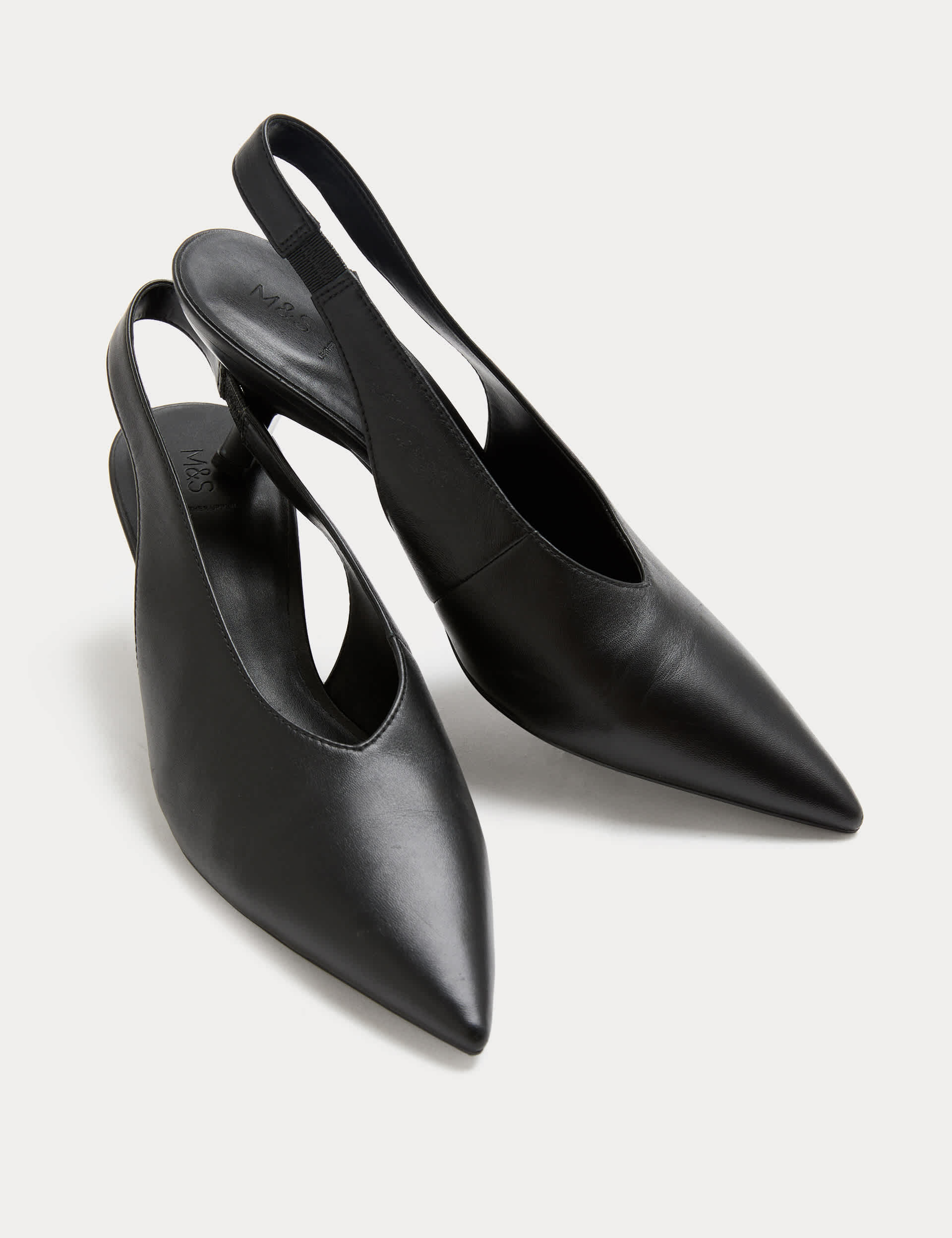 Leather Kitten Heel Slingback Court Shoes