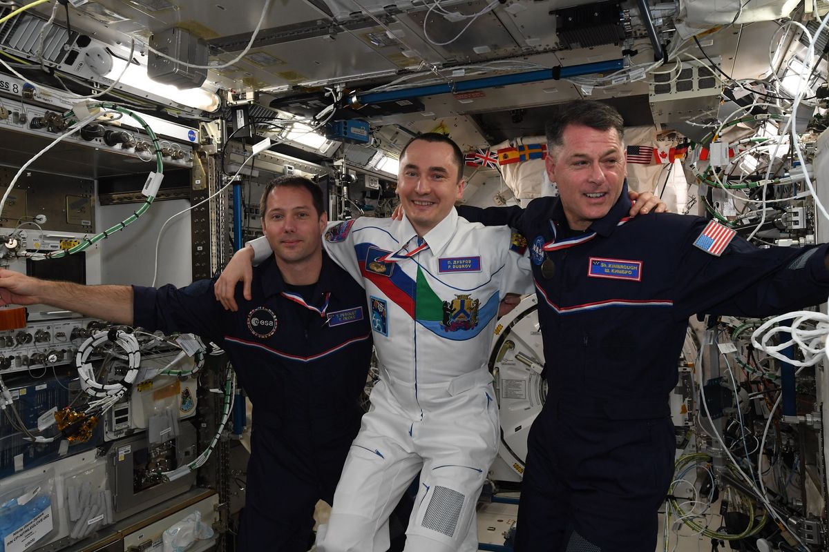 Astronauts on board the International Space Station celebrate the Olympics