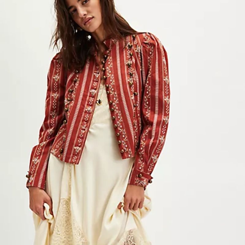 embroidered and multi button jacket