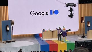 duck with lips dances at Google I/O
