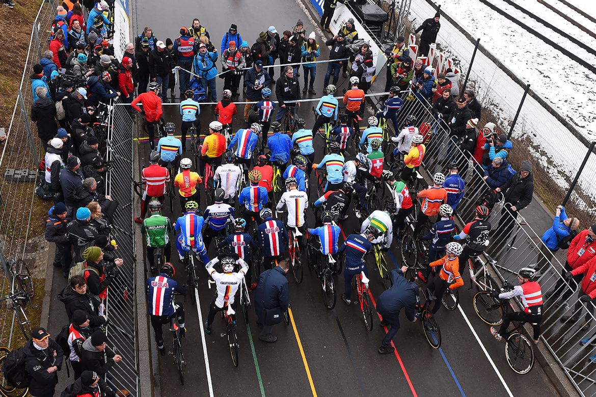 The riders start
