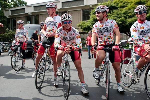 The Jelly Belly squad ready to head out for a ride the day before the start.