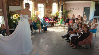 catherine trying on her wedding dress in 'love is blind: uk'