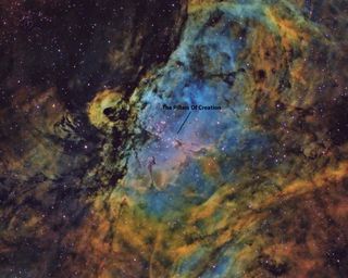 The Pillars of Creation can be seen in this highly detailed view of the Eagle Nebula.