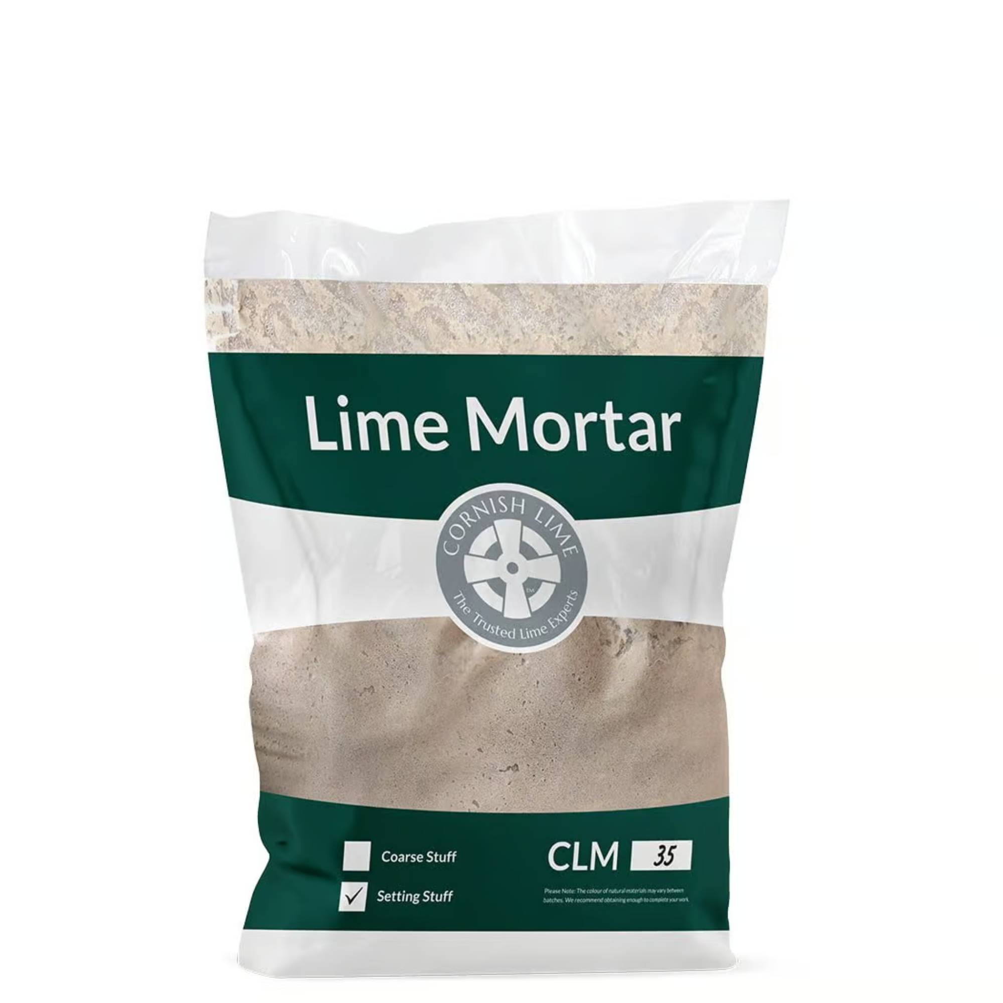 bag of fine lime mortar