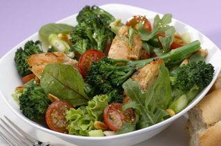 Warm broccoli and chicken salad