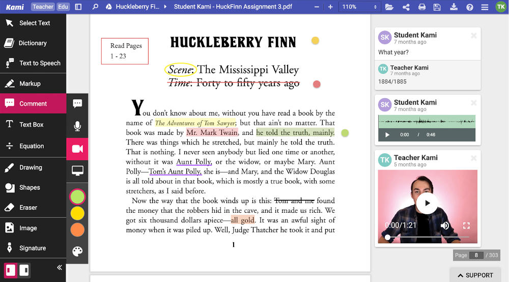 Kami screenshot: Huckleberry Finn