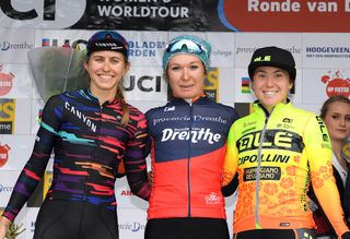 Aleix Ryan, Amy Pieters and Chloe Hosking on the Ronde van Drenthe podium