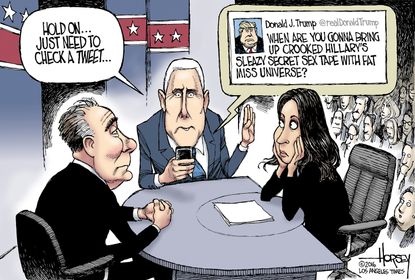 Political cartoon U.S. 2016 election Vice President debate