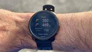 The Polar Vantage M3 showing a post-run summary of running power and muscle load