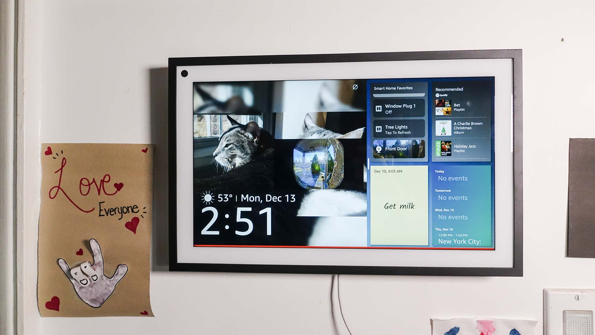 Amazon Echo Show 15 displayed on wall