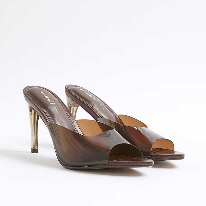 perspex heeled mules