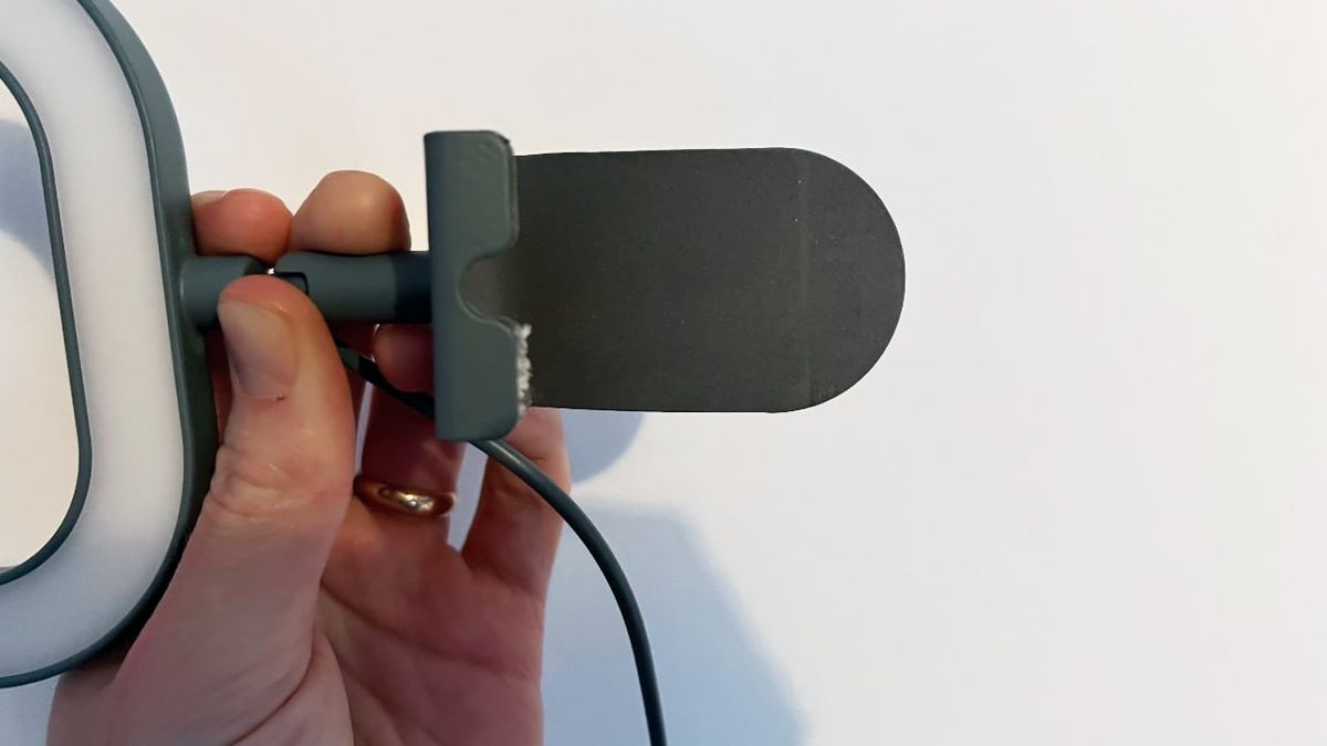 Ikea st&auml;nkregn ringlampa belysning laptop videokonferens