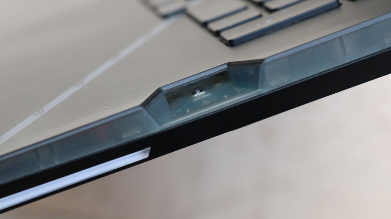 A photograph of the ASUS ROG Strix Scar 17's webcam