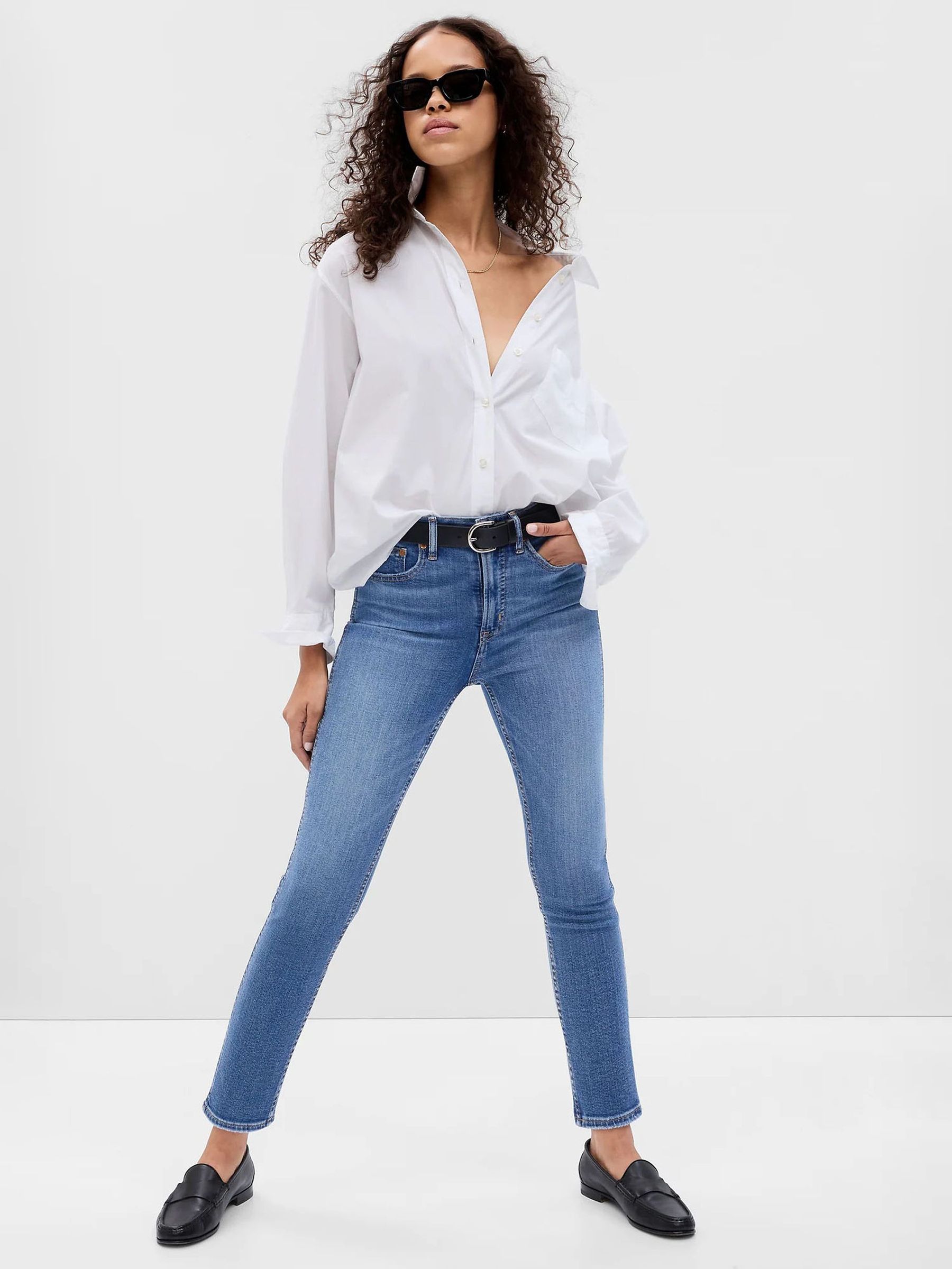 Blue High Waisted Ankle Length Vintage Slim Jeans