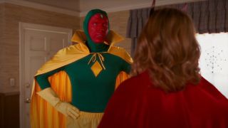 Paul Bettany in Vision's halloween costume in WandaVision