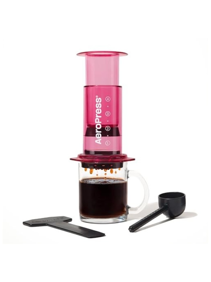 AeroPress coffee maker in pink