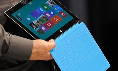 Surface, Microsoft's answer to the iPad, features a "brilliant" magnetic cover that doubles as a keyboard.