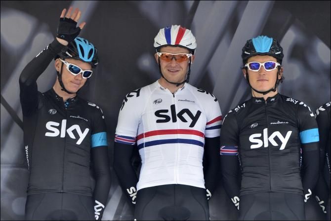 Team Sky at the start of the race