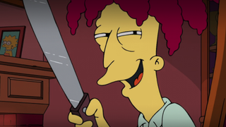 Sideshow Bob with knife in Simpsons: The Most Wonderful Time Of Year Disney+ special