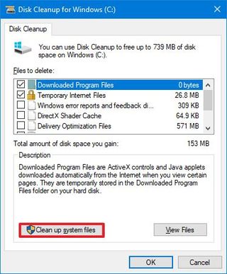 Clean up system files option