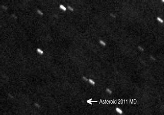 Skywatcher Peter Birtwhistle of the Great Shefford Observatory snapped this image of asteroid 2011 MD on June 23, 2011. The asteroid zipped within 7,500 miles of Earth on June 27.