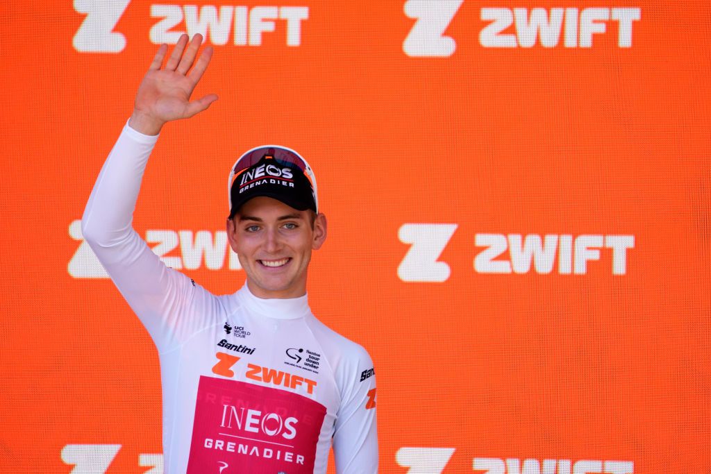 Magnus Sheffield in the best young rider jersey at the Tour Down Under