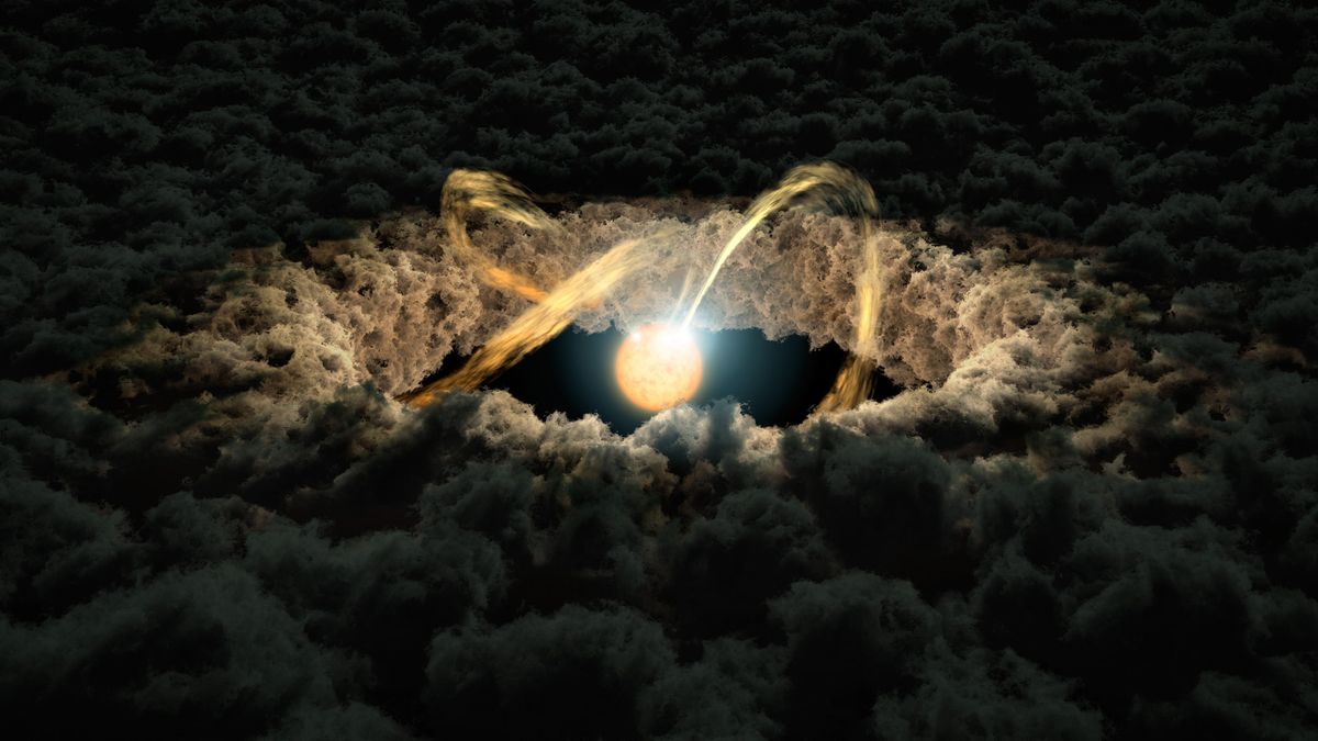 An artist&#039;s concept of a protoplanetary disk.