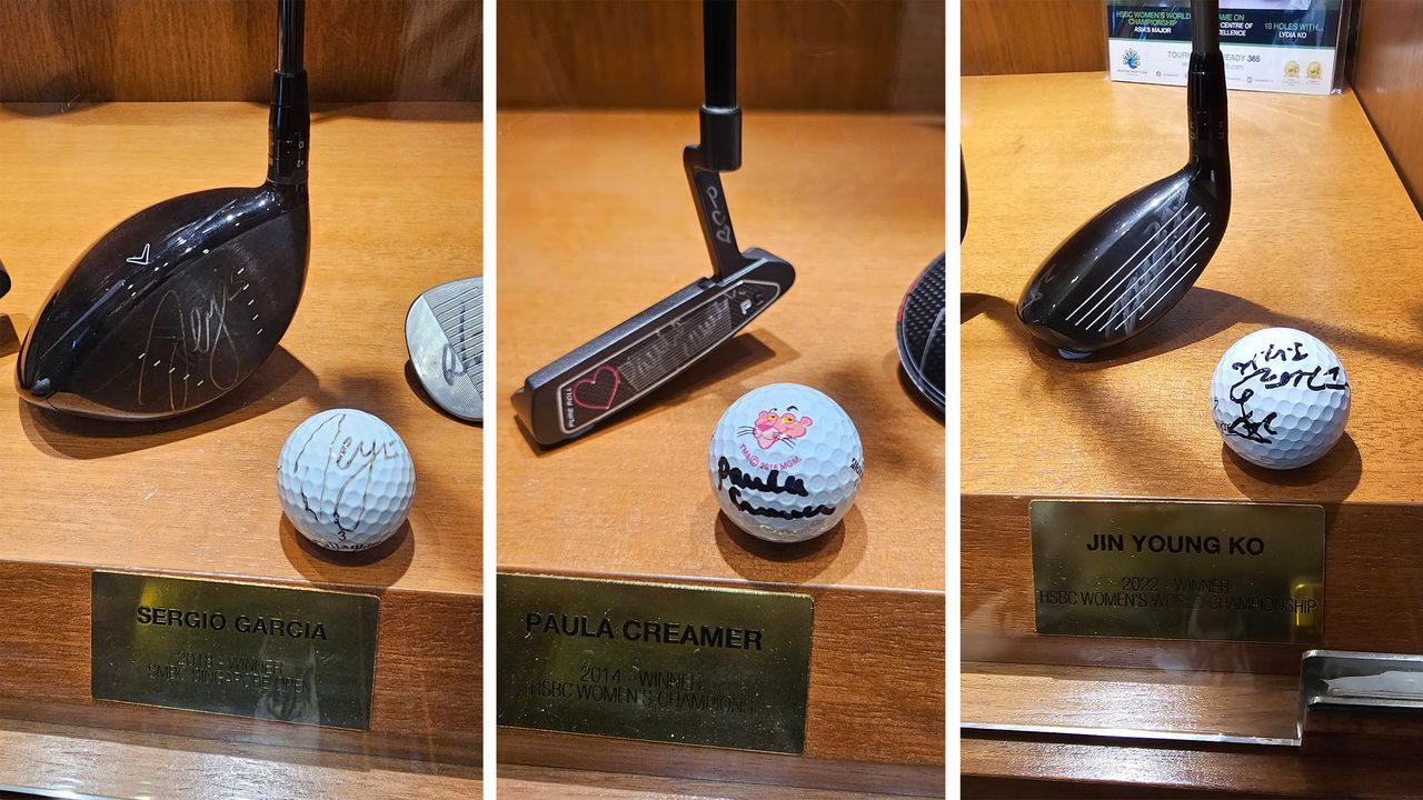 Clubs and balls signed by Sentosa Golf Club champions