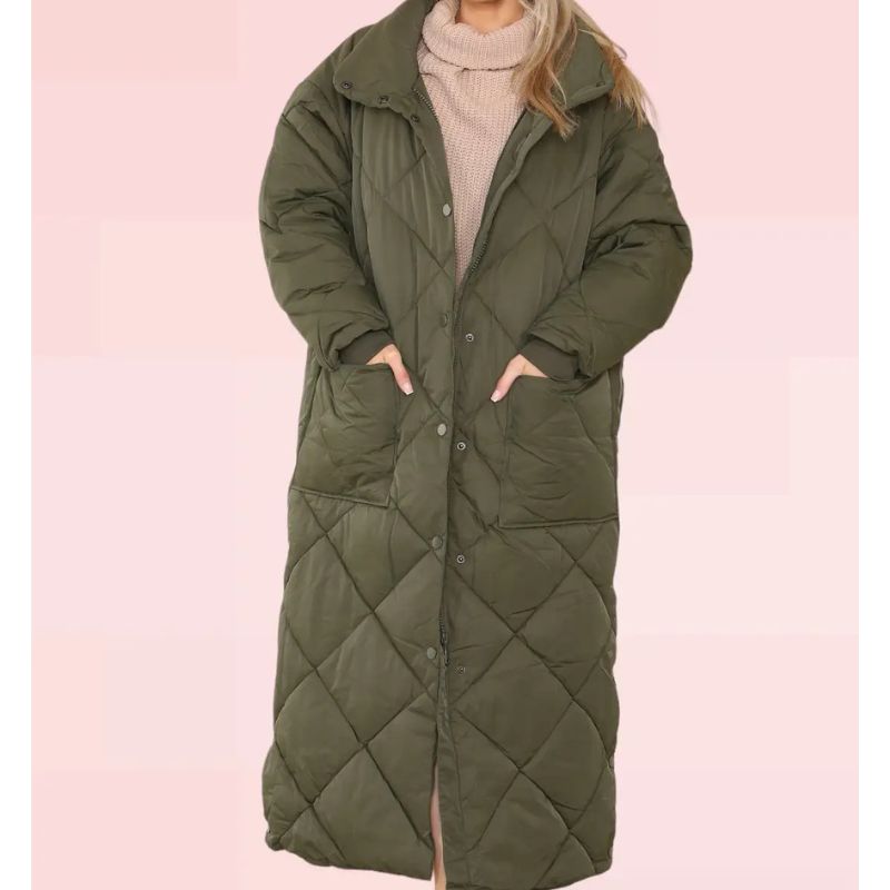 ELAINA FASHION, Long Quilted Padded Coat